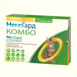 НексГард Комбо Краплі від бліх, кліщів і глистів для котів вагою від 2,5 до 7,5 кг